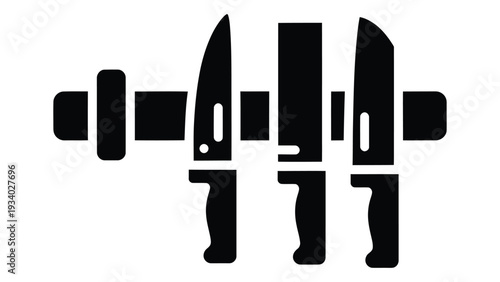 Wall mounted knife rack solid icon safe kitchen knife storage holder organized wall installation minimal silhouette design