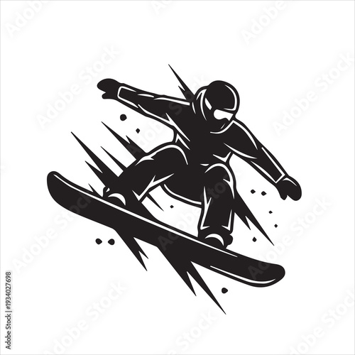 Silhouette of a man jumping on a skateboard stands out against the white background.