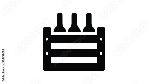 Wine Storage Crate wine bottle storage crate wooden rack beverage container organizer transport box cellar kitchen bar icon vector black silhouette design