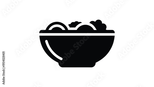 Wooden Salad Bowl kitchen serving dish mixing container fresh vegetable server cookware tableware icon black silhouette design