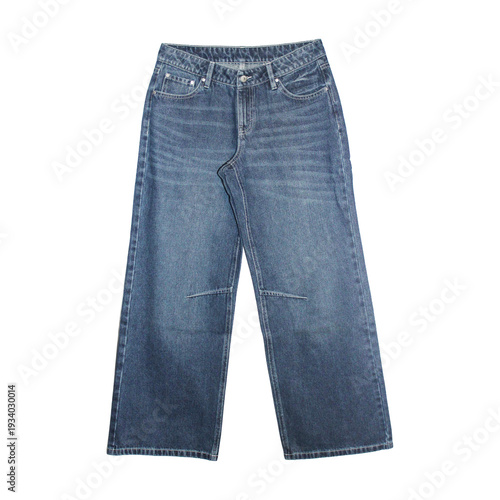 Принти на полотні Womens clothing blue denim pants Back and Font View of Blue Wide Leg Denim Jeans