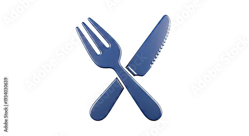 Crossed Navy Blue Fork and Knife Icon