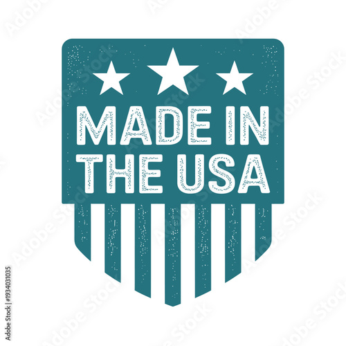 A patriotic shield graphic displaying made in the usa text with stars