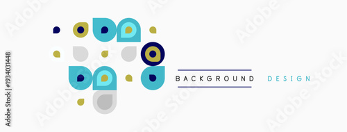 Abstract circles, squares, rectangles form modern design. Soft colors create calm visual experience. Minimalist aesthetic.