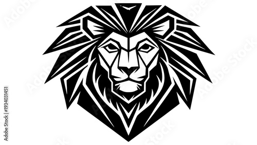 Stunning geometric lion head in bold black and white