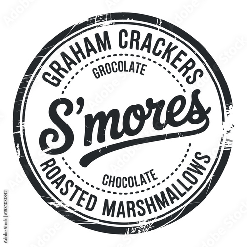 Vintage style circular graphic for chocolate graham crackers and s mores