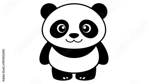 Cute panda bear with big eyes and smiley face