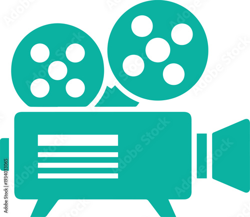 Modern teal film camera icon for creative projects and media production