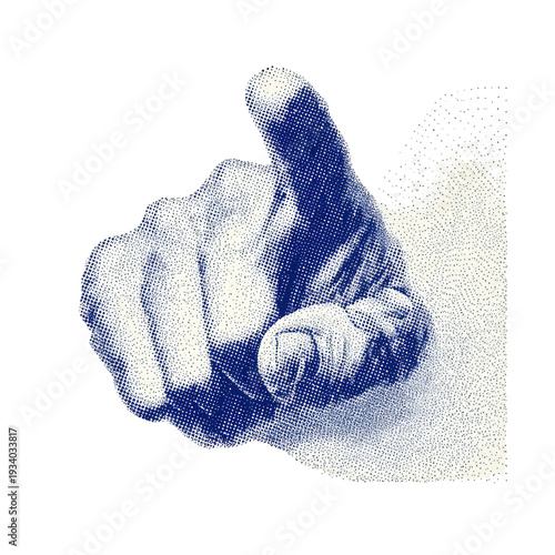 Close-up view of a hand giving a thumbs-up gesture, depicted in a stylized blue tone