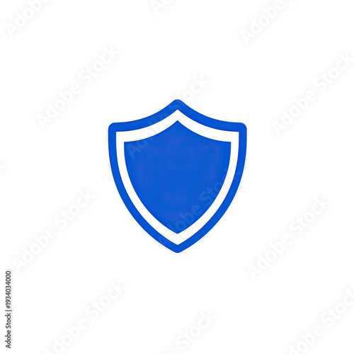Blue shield with white outline on a solid black background, representing security and protection