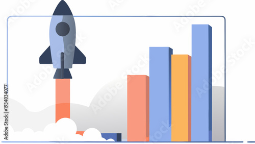Business growth rocket soaring to success with increasing graph