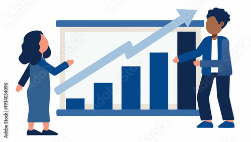 Business professionals analyzing growth chart together