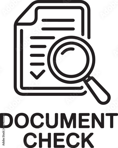 Hand holding magnifying glass inspecting document with checkmark for verification process