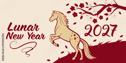 Zodiac Sign for Year of Horse, Vietnamese New Year (Translation : Happy new year )