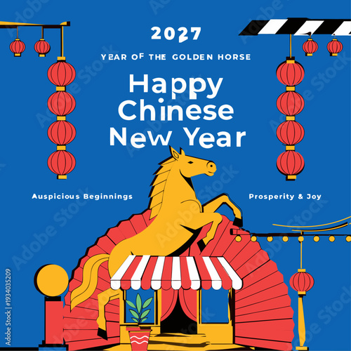 Zodiac Sign for Year of Horse, Vietnamese New Year (Translation : Happy new year )
