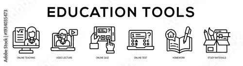 Education Tools web banner illustration concept