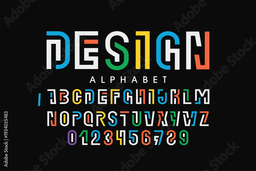 Modern abstract digital alphabet font. Minimal technology typography, Creative urban sport fashion futuristic font and with numbers. vector illustration 
