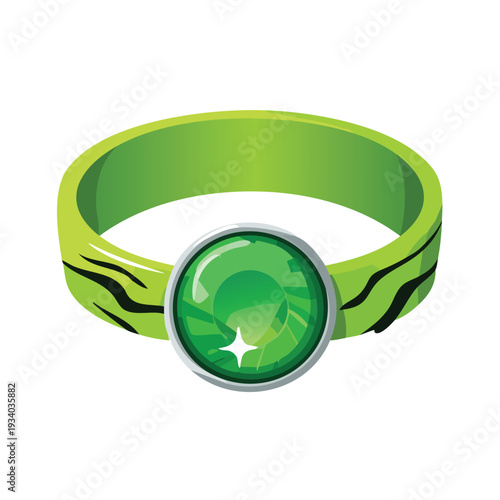 Green gemstone ring isolated on white background