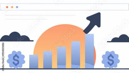 Growing business graph with rising profits and financial success