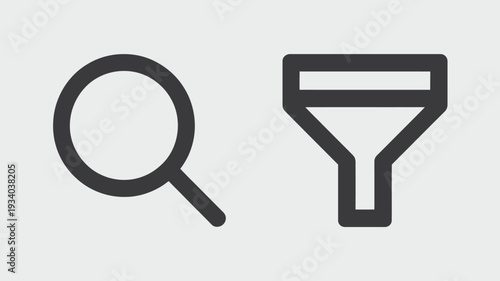 Magnifying glass and funnel on a white background black search 1