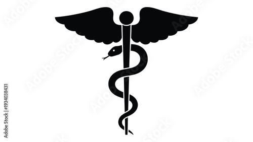 The rod of asclepius symbolizes medicine and healthcare isolated on white background, Vector