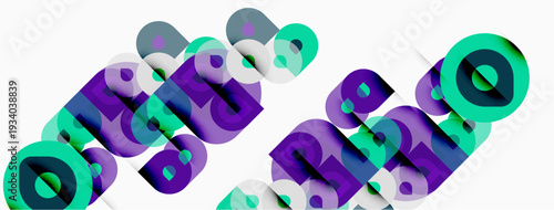 Abstract typography design. Overlapping colorful letterforms create dynamic visual effect. Modern, artistic presentation.