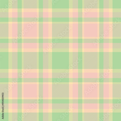 50s vector plaid tartan, trendy background seamless textile. Aesthetic check fabric pattern texture in green and light colors.