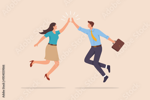 Happy Teamwork Success Moment