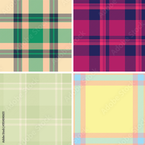 Plaid collection capturing professional textile industry standards. Vector patterns perfect for apparel, home fabrics, industrial design, and digital projects.