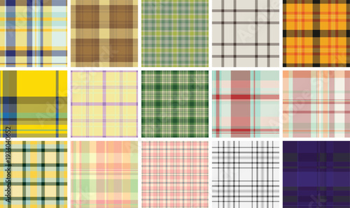 Plaid bundle perfect for creating a cozy home atmosphere. Vector patterns suit blankets, pillows, casual fashion, crafts, and digital media.