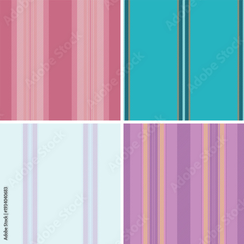 Striped pack for layering and seasonal casual wear. Multiple lines patterns create variety for childrens clothing lines. Vector scalability supports large formats.