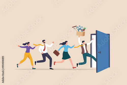 People Leaving Office Door