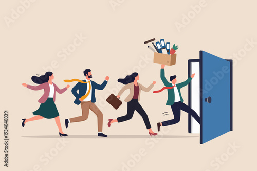 People Leaving Office Space