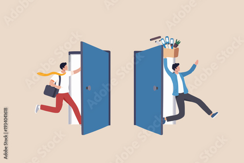 People Going Through Doors