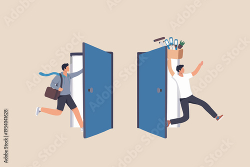 People Going Through Doors
