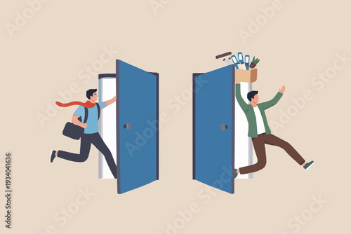 People Going Through Doors