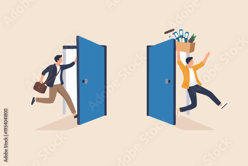 People Going Through Doors