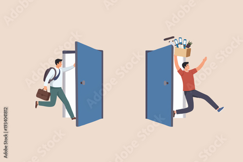 People Going Through Doors