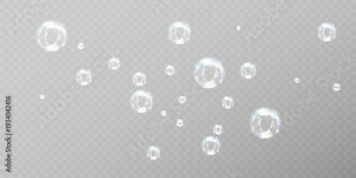 Realistic Soap Bubble Set PNG on Transparent Background