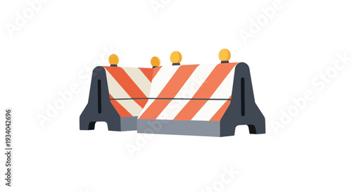 Construction Traffic Barrier with Warning Lights
