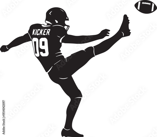 Dynamic football kicker in action silhouette vector art