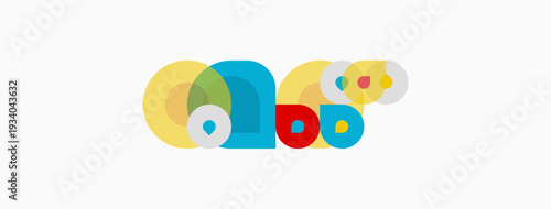 Colorful elephants form playful shapes. Simple design, bright hues, whimsical illustration. Perfect for childrens themes, branding.