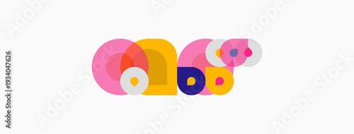 Abstract colorful circles overlap, creating playful shapes. Design feels modern, vibrant, simple. Background is white.