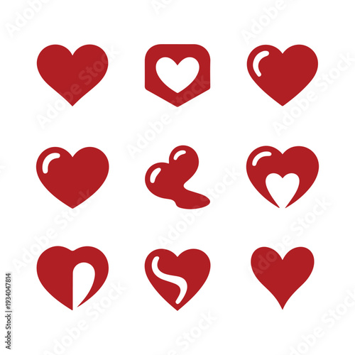 Red Heart Icons Collection Keywords: hearts, red, icons, love, romance, symbol, graphic, design
