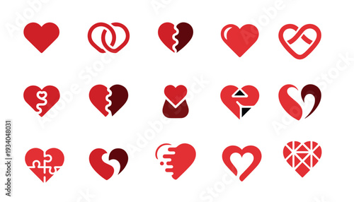 Red Heart Icons Collection With Various Designs Keywords: hearts, red, icons, love, romance
