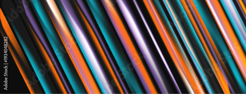 Abstract lines create dynamic visual effect. Colors blend, forming sleek modern design. Gradient shades enhance depth, texture.