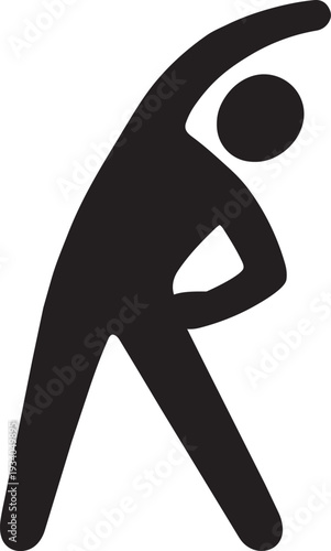 Person bending to stretch body in aerobics warmup routine fitness exercise silhouette icon graphic vector illustration