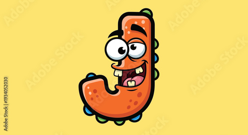 A cartoon bacterium with a shocked expression on a bright yellow background illustration viewed directly