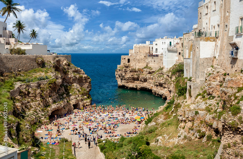 Polignano, Italy. Architecture of the ancient city of Polgnano, Italy. Famous architectural landmarks of Polignano. Polignano a Mare, Bari Province, Puglia, southern Italy.