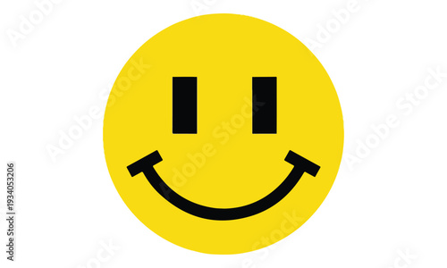 Yellow Smiley Face Icon with Black Eyes and Smiling Mouth